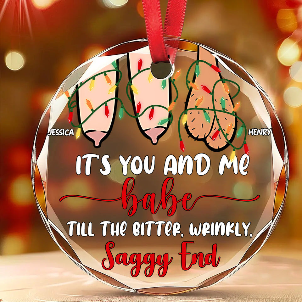 It's You And Me - Personalized Couple Round Shaped Glass Ornament