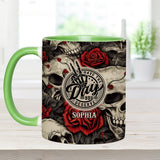 Have The Day You Deserve Skull Rose - Personalized Skull Accent Mug