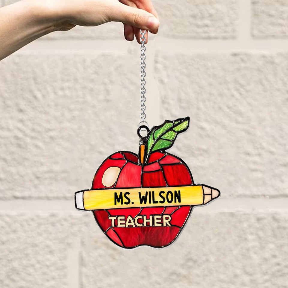 Love Being A Teacher - Personalized Teacher Window Hanging Suncatcher Ornament