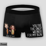 You're The Only Weiner For My Bun - Personalized Couple Lace Border Women Briefs And Men’s Boxer Briefs