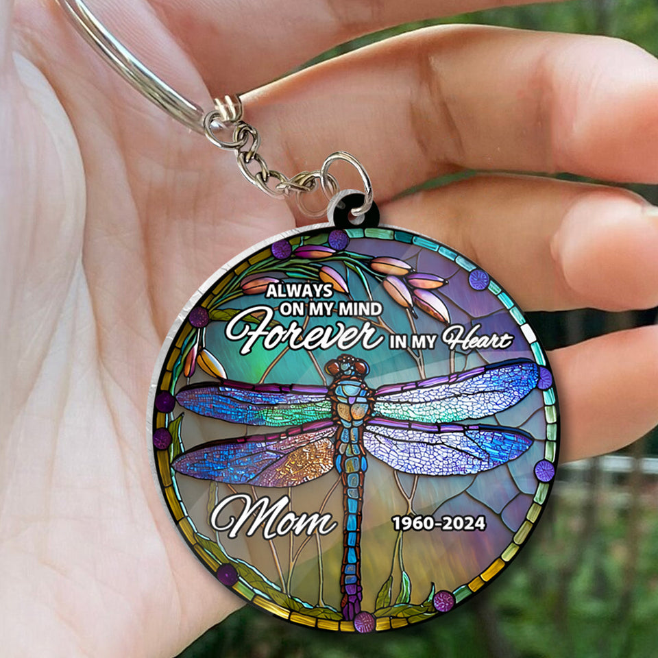 Toujours dans mes pensées, à jamais dans mon cœur - Porte-clés transparent commémoratif personnalisé