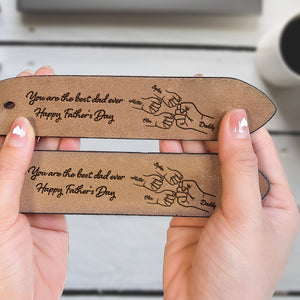 Daddy's Team Best Dad Ever - Personalized Father Leather Belt