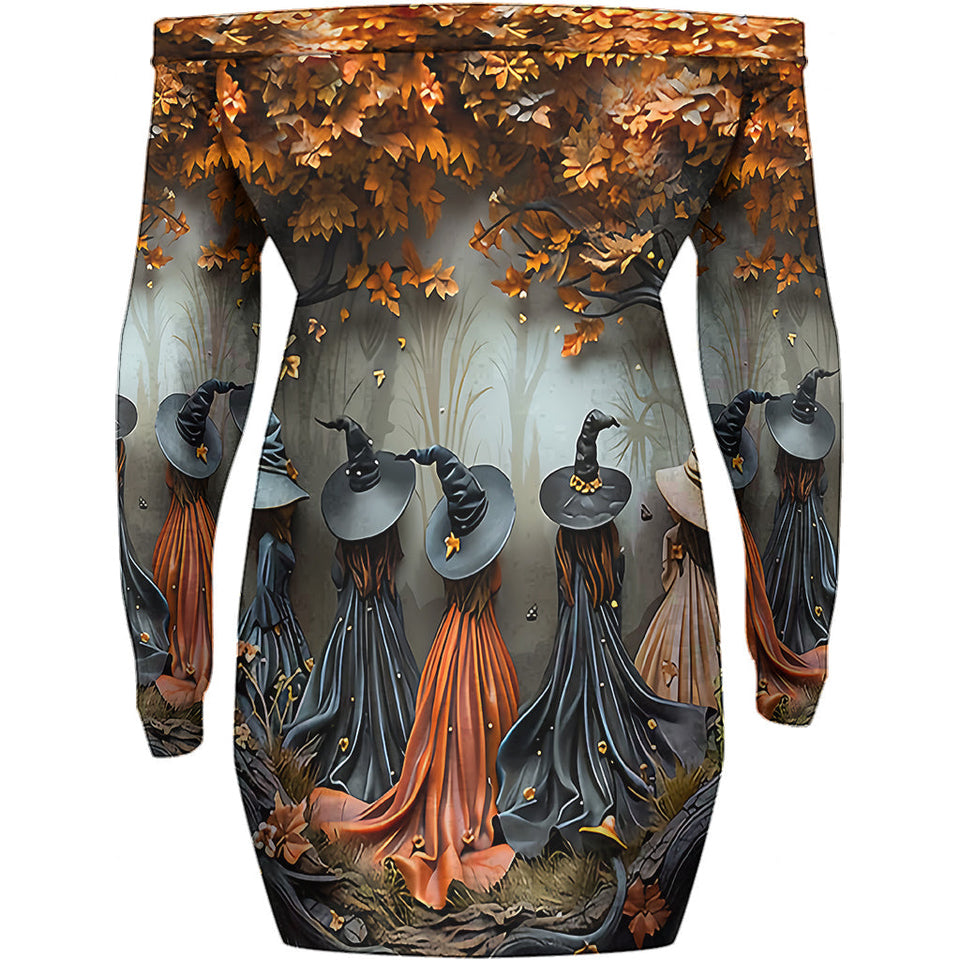 Beautiful Witch - Personalized Witch Off Shoulder Long Sleeve Dress