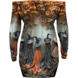 Beautiful Witch - Personalized Witch Off Shoulder Long Sleeve Dress