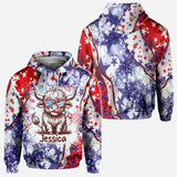 4th Of July Highland Cow - Personalized All Over Shirt