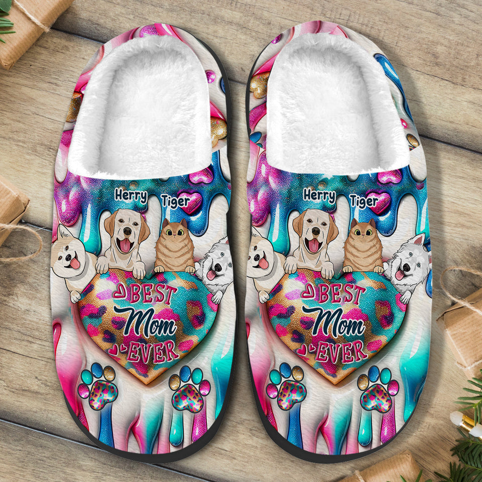 Best Mom Ever Fur Mama - Personalized Dog Slippers