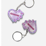 Grandma Heart Hologram Buffalo Plaid - Personalized Grandma Keychain