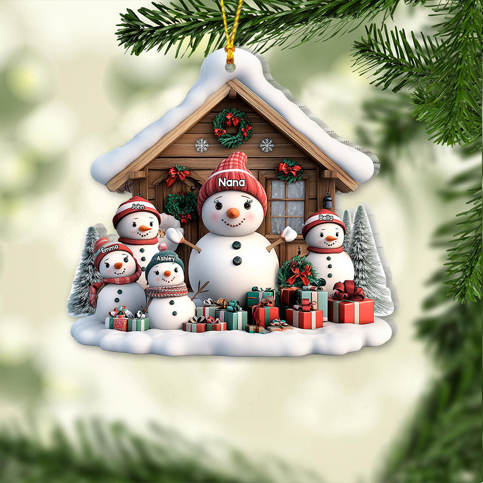 Any Title Cute Snowman Ornament - Personalized Grandma Ornament