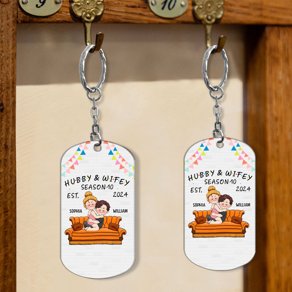 Hubby & Wifey - Personalized Husband And Wife Stainless Steel Keychain