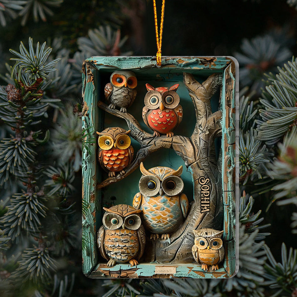 Vintage Owl - Personalized Owl Ornament