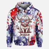 4th Of July Highland Cow - Personalized All Over Shirt