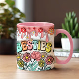 Besties Forever Floral - Personalized Bestie Accent Mug