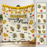 Grandma's Reasons To Bee Happy - Personalized Grandma Blanket
