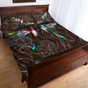 Family Members Hummingbirds Beautiful Birds - Personalized Family Bedding Set