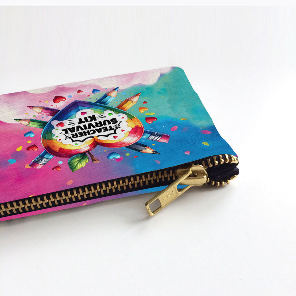 Teacher Survival Kit Colorful Heart - Personalized Teacher Pouch