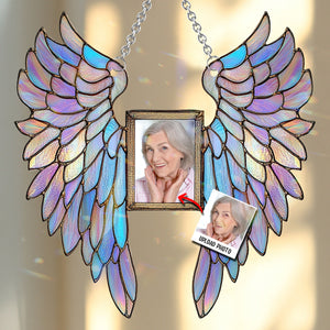 Ailes d'ange colorées - Ornement commémoratif personnalisé à suspendre à la fenêtre, attrape-soleil 