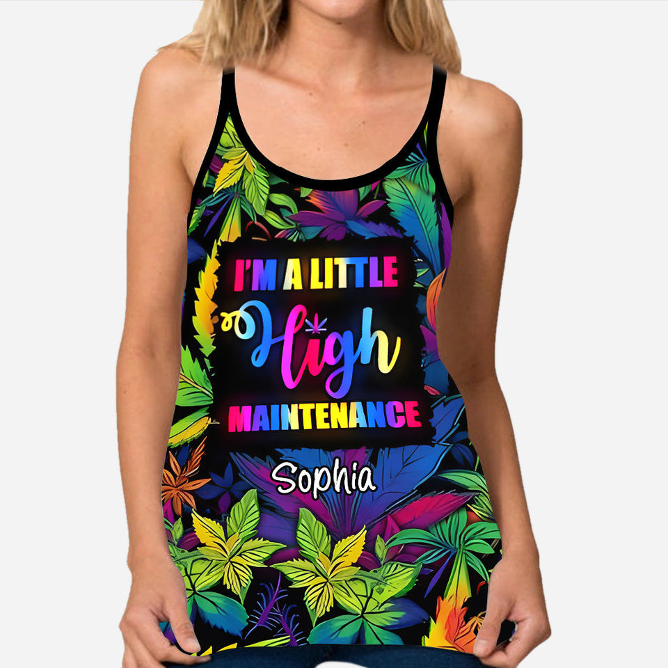 I'm A Little High Maintenance - Personalized Weed Cross Tank Top and Leggings