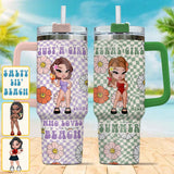 Feral Girl Summer - Personalized Sea Lover Tumbler With Handle