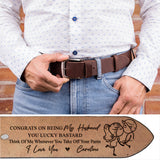 Congrats On Being My Husband - Personalized Husband And Wife Leather Belt