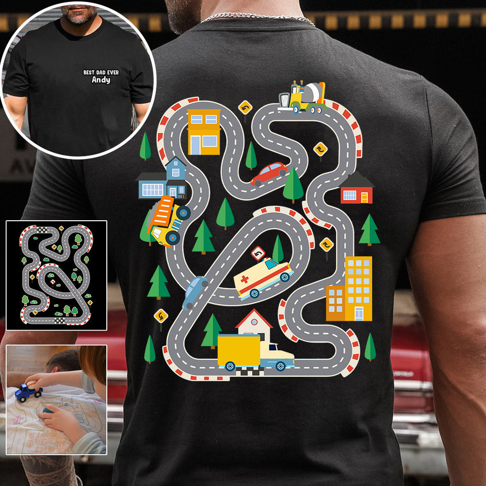 Road On The Back Massage Game T-shirt - Personalized Father All Over Shirt
