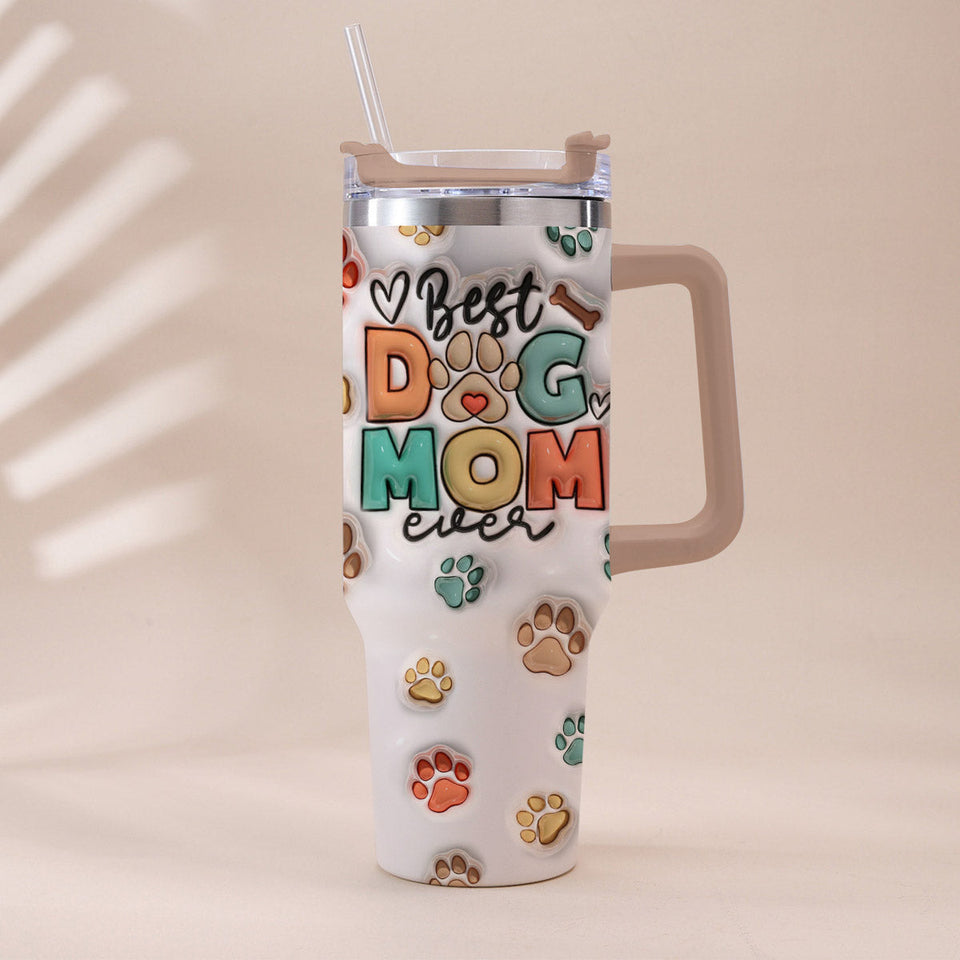 Best Dog Mom Ever - Personalized Dog Tumbler With Handle