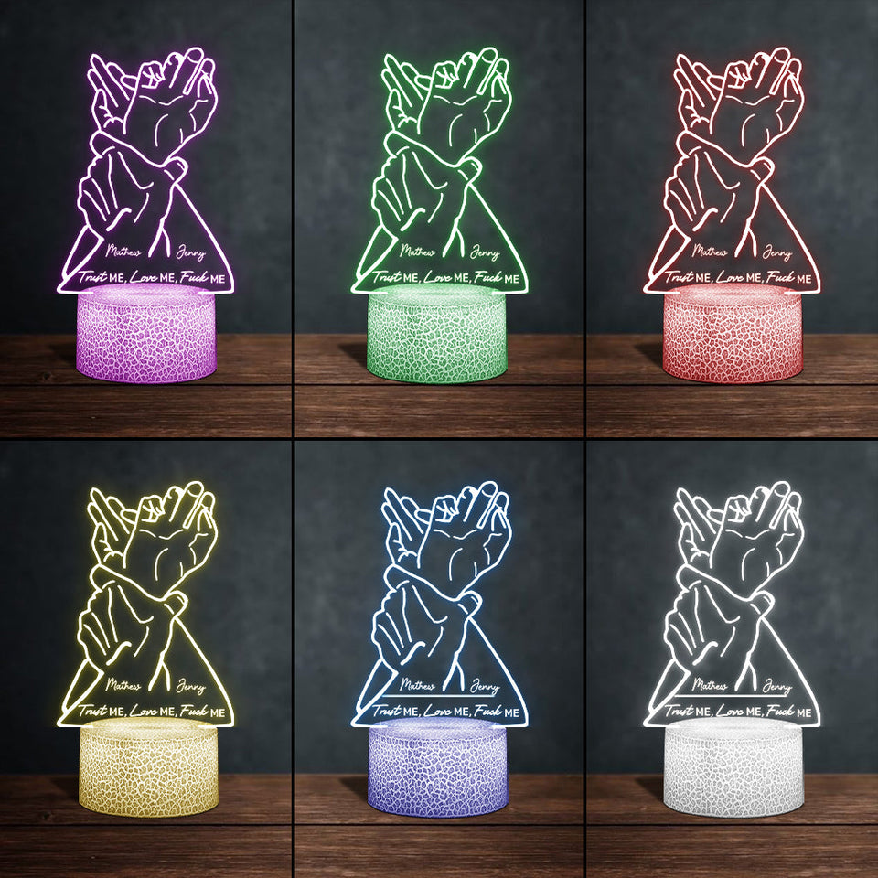 Trust Me Love Me - Personalized Couple Shaped Plaque Light Base