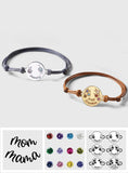Round Pendant Bracelet With Birth Stones - Personalized Mother Round Pendant Bracelet