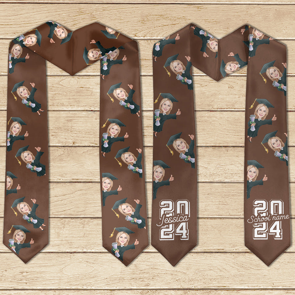 Caricature Funny Character - Personalized Graduation Graduation Stole