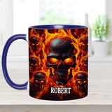 Melted Skull On Fire - Personalized Skull Accent Mug