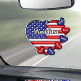Grandma & Grandkids Puff Heart Flag - Personalized Grandma Car Ornament