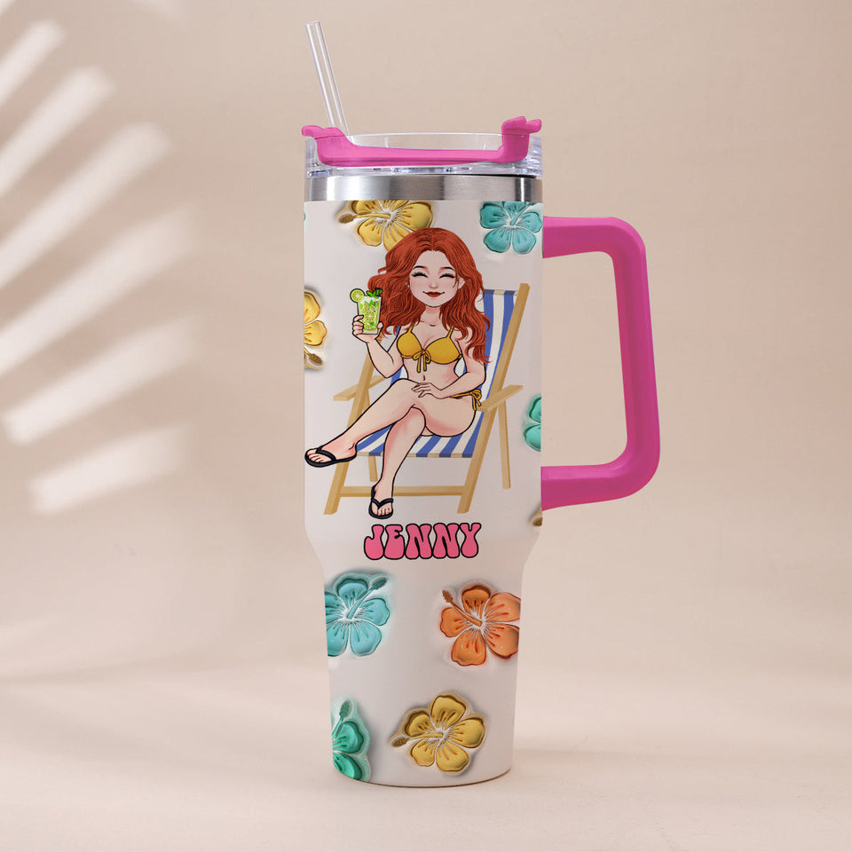 Summer Vibes - Personalized Sea Lover Tumbler With Handle