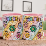 You Are Beautiful Strong Victorious Enough - Personalized Hippie Accent Mug