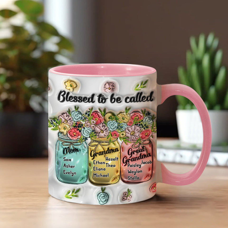 Blessed To Be Called - Personalized Grandma Accent Mug