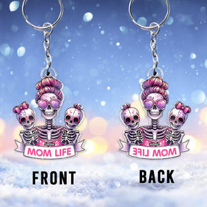 Mom Life - Personalized Skull Custom Shaped Keychain
