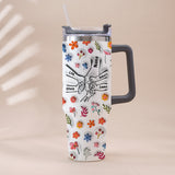 You Hold Our Hand - Personalized Mother Tumbler With Handle