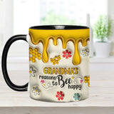 Grandma's Reasons To Bee Happy - Personalized Grandma Accent Mug