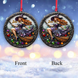 Beautiful Witch - Personalized Witch Shaped Aluminium Ornament (Print On Both Side)