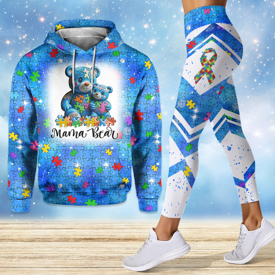 Sweat à capuche et legging « Maman Ours » pour la sensibilisation à l'autisme