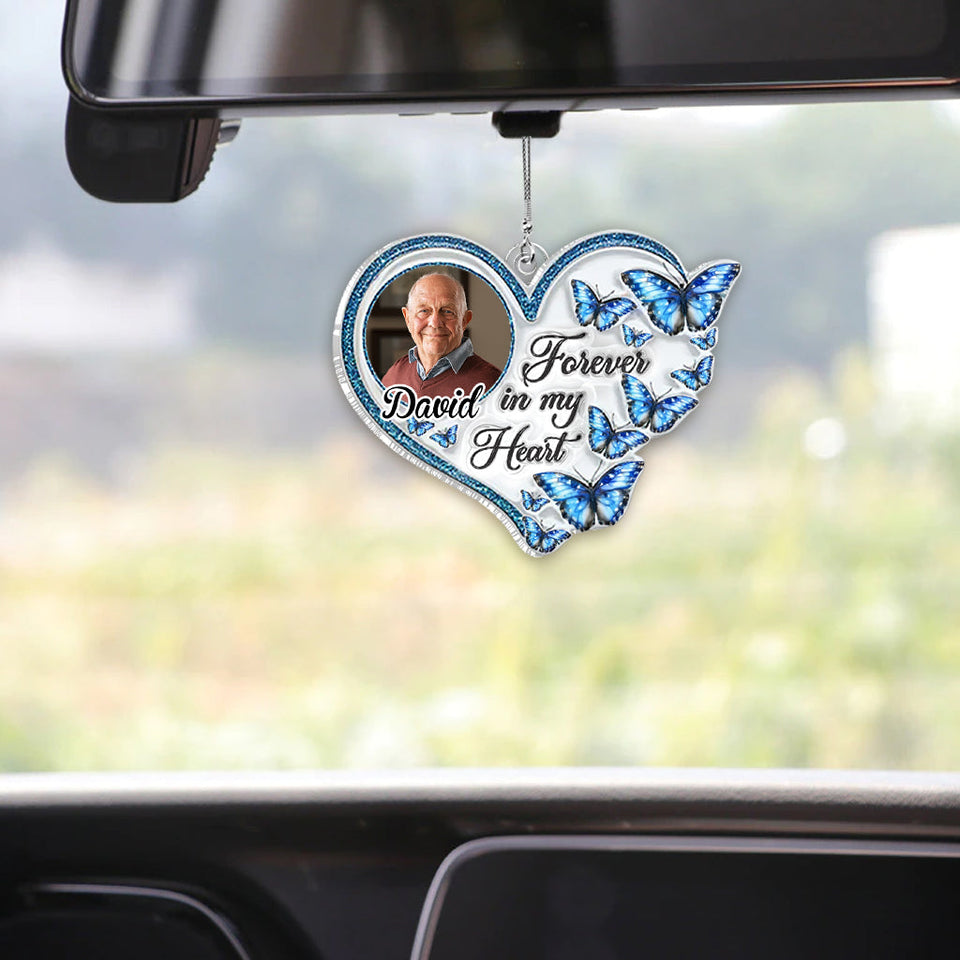 À jamais dans mon cœur - Ornement de voiture commémoratif personnalisé en forme de pièce unique