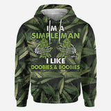 I'm A Simple Man I Like Doobies & Boobies - Personalized Weed All Over Shirt