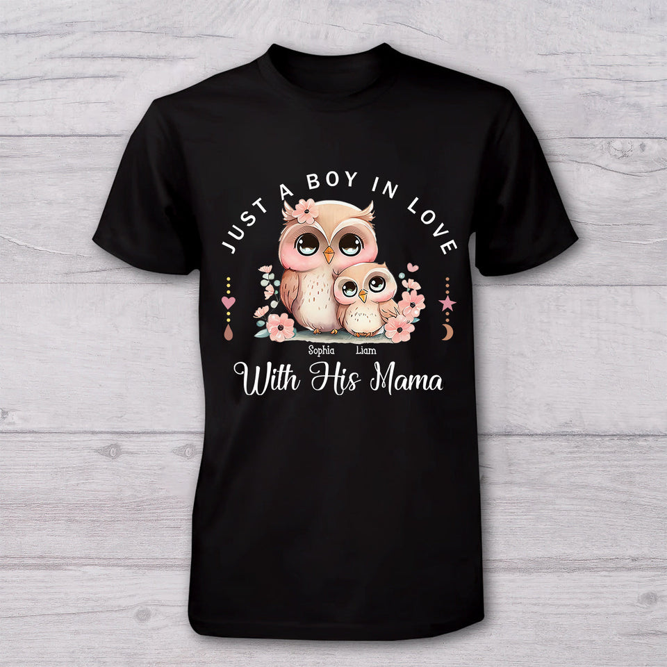 Just A Mom In Love With Her Boy,Girl - Personalized Mother T-shirt And Baby Onesie
