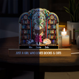 Just A Girl Who Loves Books & Pets - Personalized Book Shaped Led Night Light