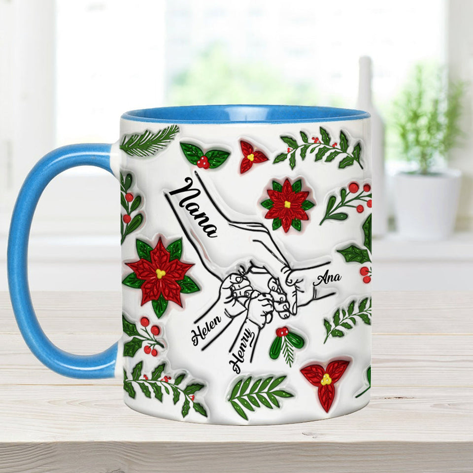 Hold My Hand, Hold My Heart - Personalized Grandma Accent Mug