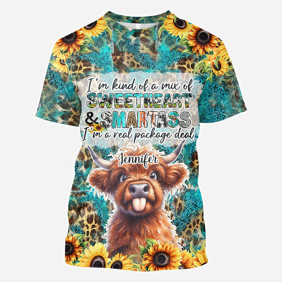 Sassy Highland Cow - Personalized All Over Shirt