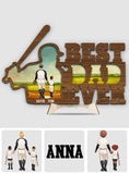 Best Dad Ever Baseball Dad - Personalized Baseball 2 Layered Wood Sign / Wood Plaque