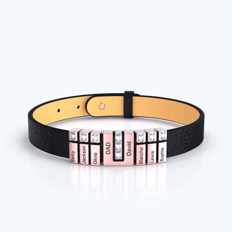 Dad's Bracelet With Charms - Personalized Father Men's Bracelet With Charms