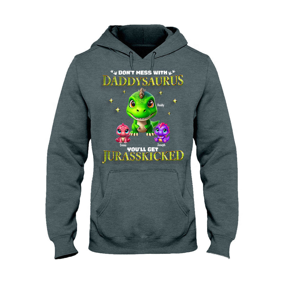 Daddysaurus Grandpasaurus 3D Dinosaurs - Personalized Father T-shirt And Hoodie