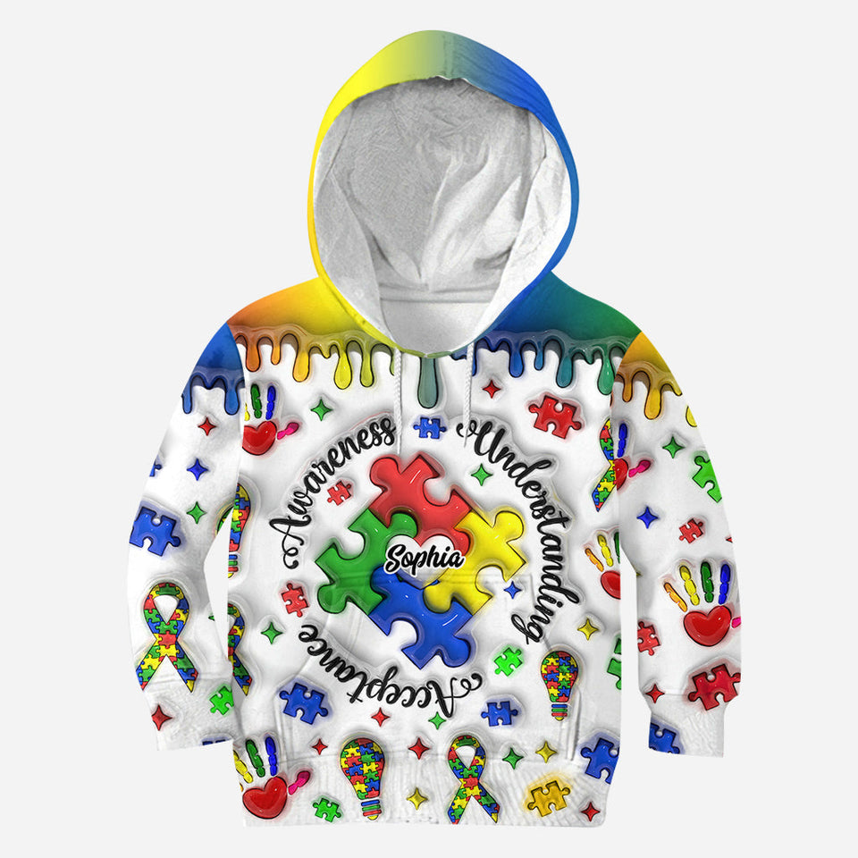 Sensibilisation à l'autisme - T-shirt personnalisé intégral de sensibilisation à l'autisme