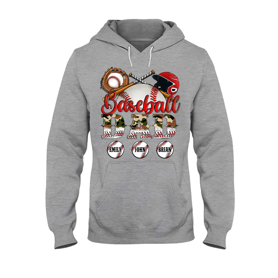 Best Baseball Dad Ever Camouflage - Personalized Father T-shirt And Hoodie
