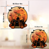 Black Cat Halloween Moon - Personalized Black Cat Window Hanging Suncatcher Ornament